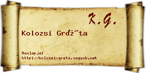 Kolozsi Gréta névjegykártya